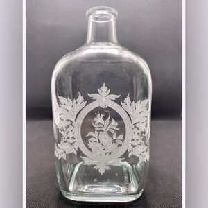 Vintage Apothecary Bottle Etched Floral